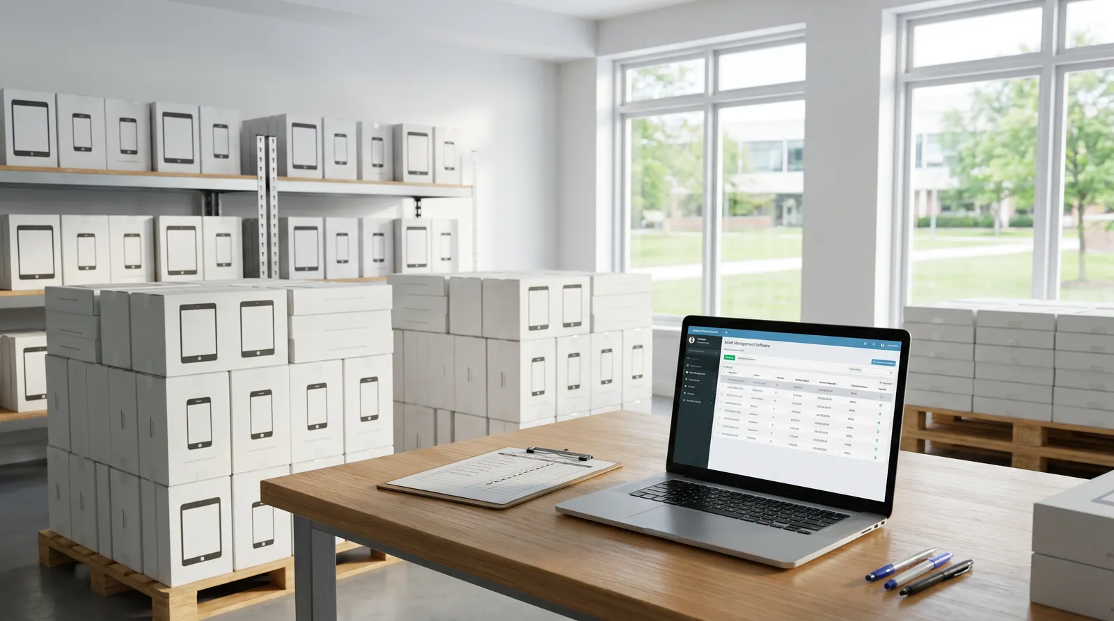 School district E-Rate technology distribution staging area