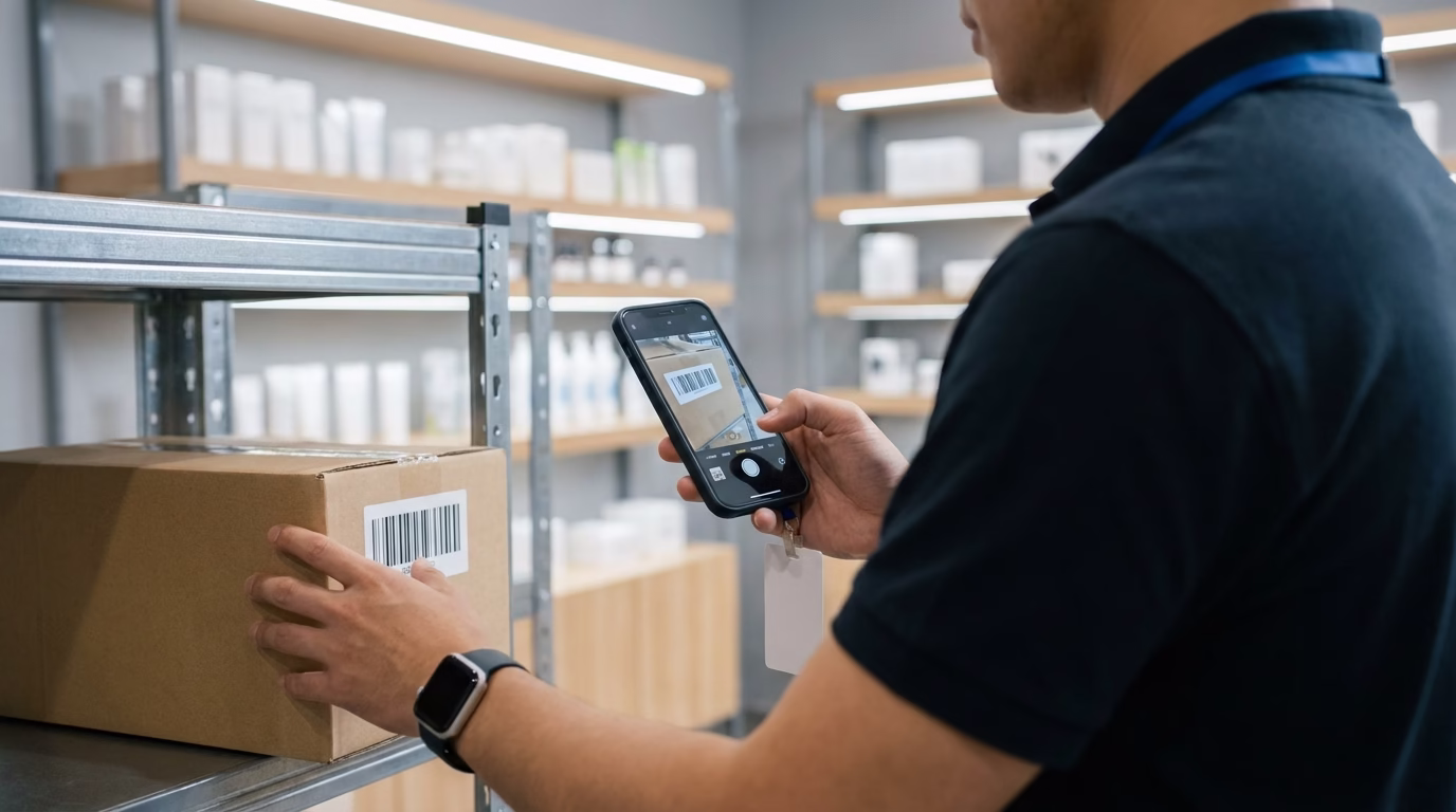 Retail associate using one of the best phones for retail business to scan inventory