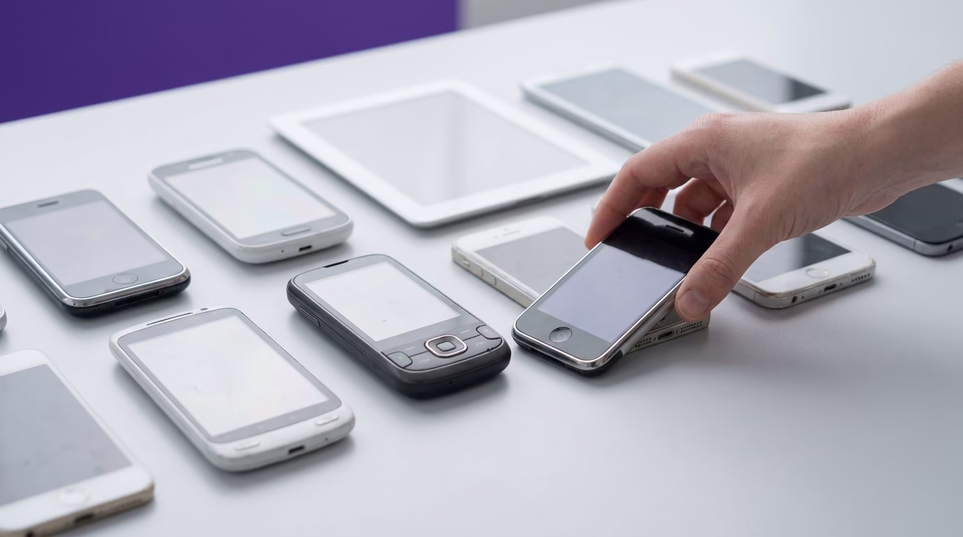 Older discontinued phones and tablets sourced for app testing