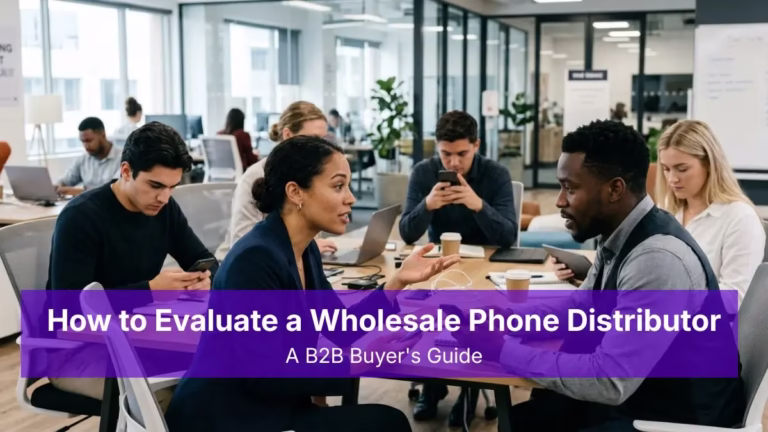 B2B procurement team evaluating wholesale phone distributor