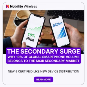 Infographic detailing the latest secondary smartphone market trends 2026, showcasing a rise in circular enterprise device procurement and an 83 billion dollar valuation.